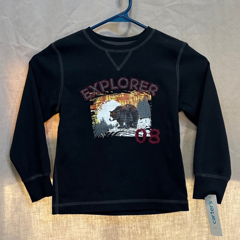 Carter's Black Explorer Bear Graphic Long-Sleeve Sweatshirt